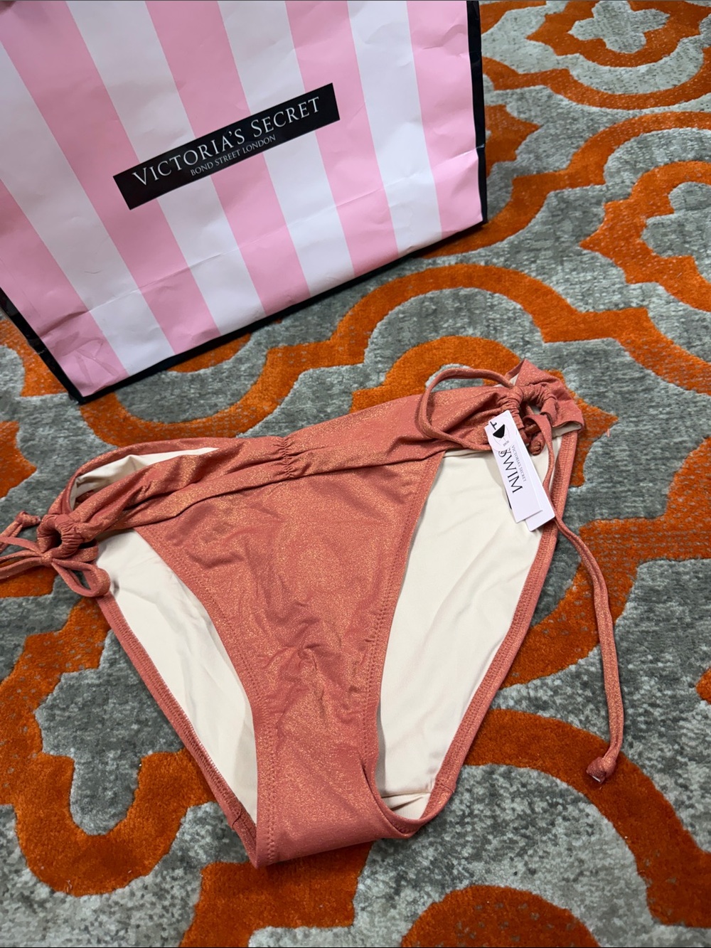 Victoria's Secret Shimmery Copper-Orange Side Tie Bikini bottom